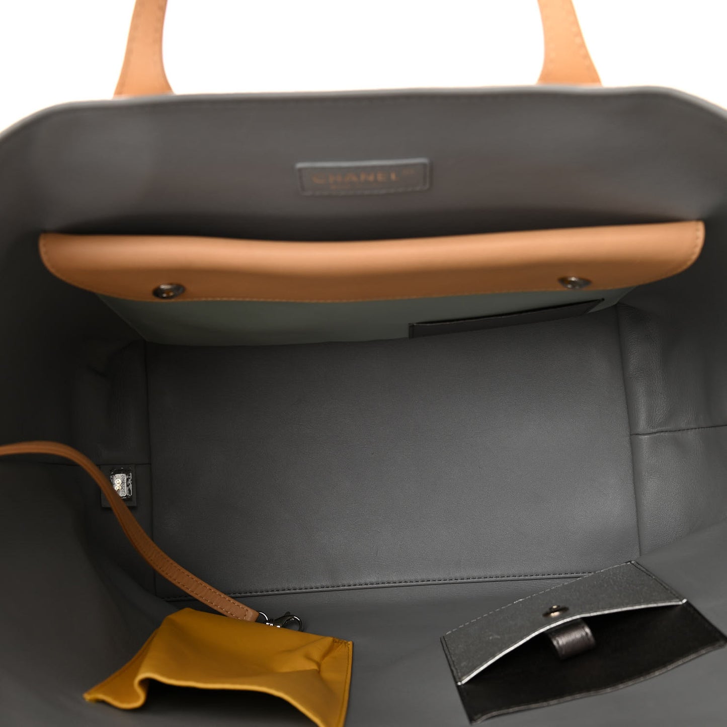 Calfskin Stitched Large Shopping Tote Beige