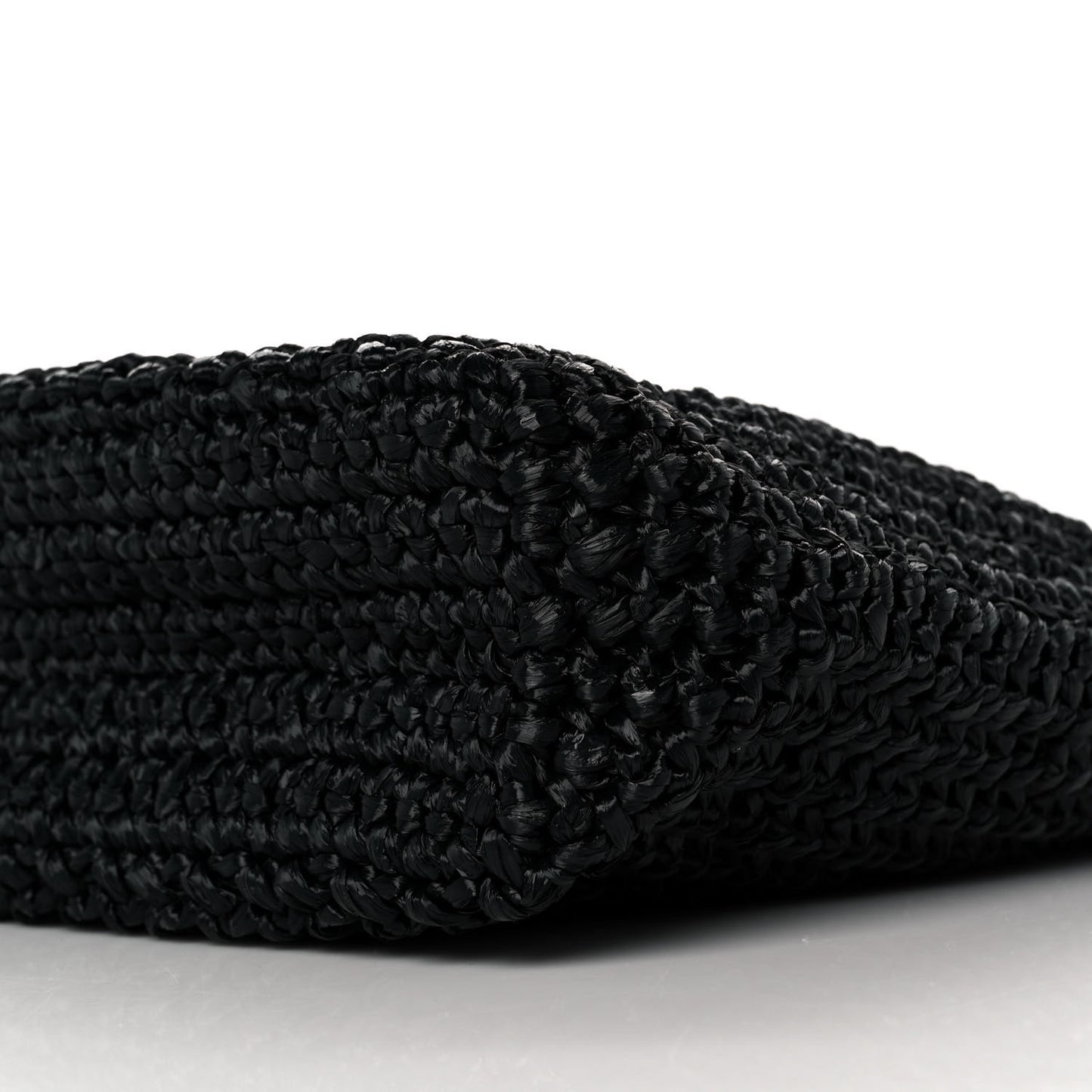 Yarn Raffia Effect Crochet Small Logo Tote Black