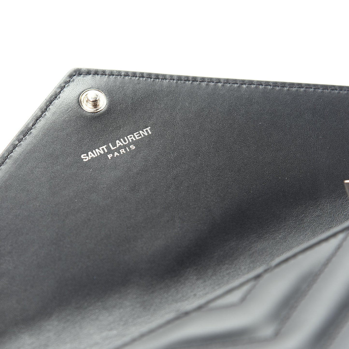 Calfskin Matelasse Chevron Monogram Flap Wallet Black
