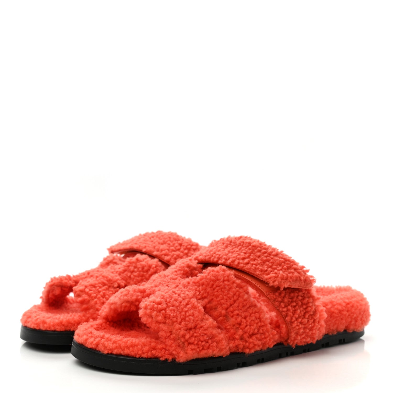 Hermes Woolskin Womens Chypre Sandals 36.5 Orange 3 of 8