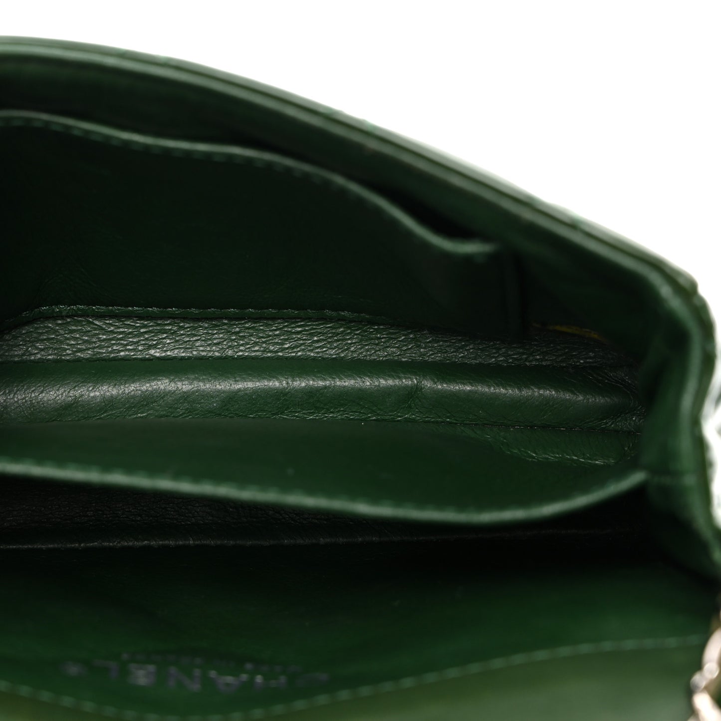 Patent Quilted Extra Mini Flap Green