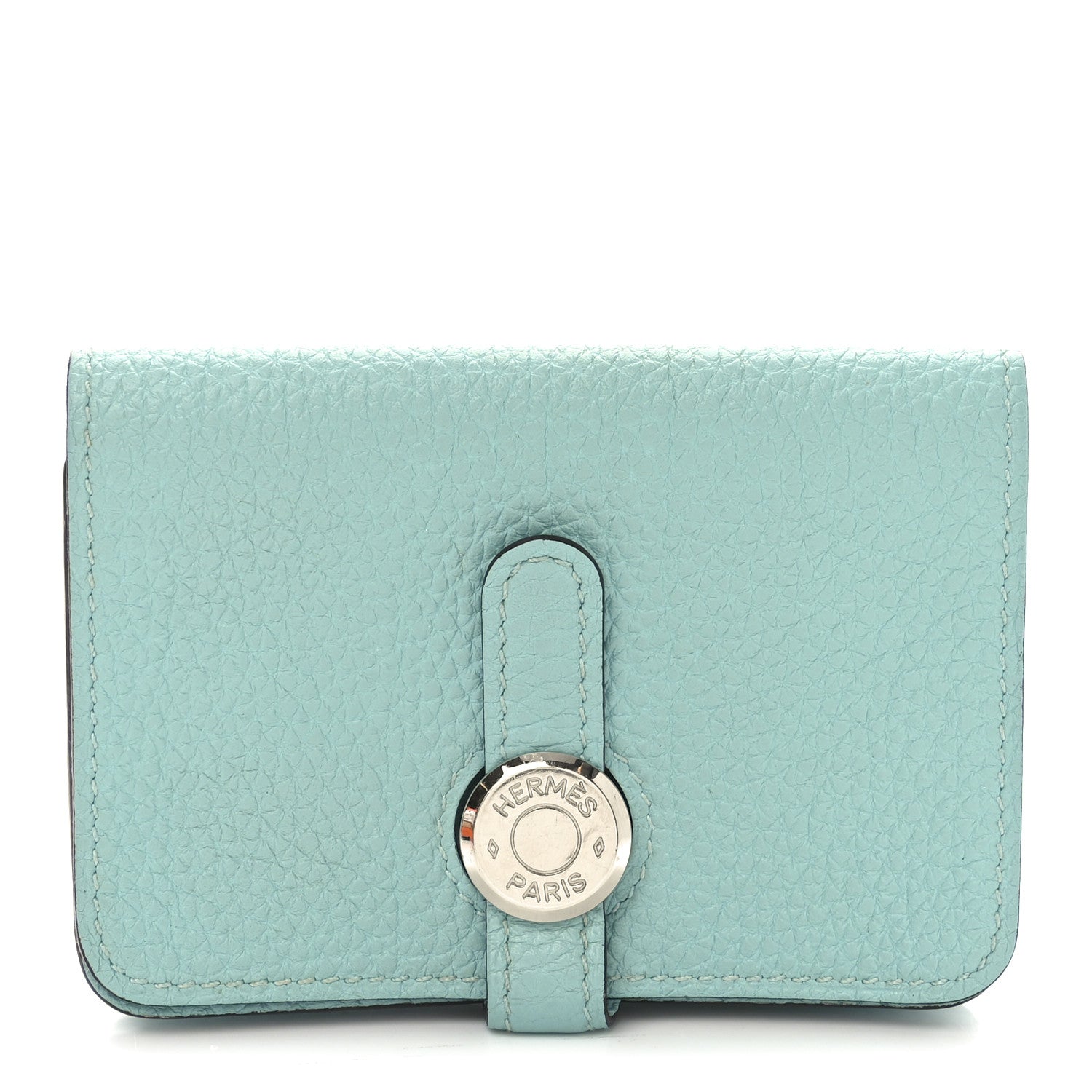小物 Vintage Hermes Dogon Coin Purse Sky Blue Hermès Bleu Atoll Swift Dogon Compact Wallet - Ann's Fabulous
