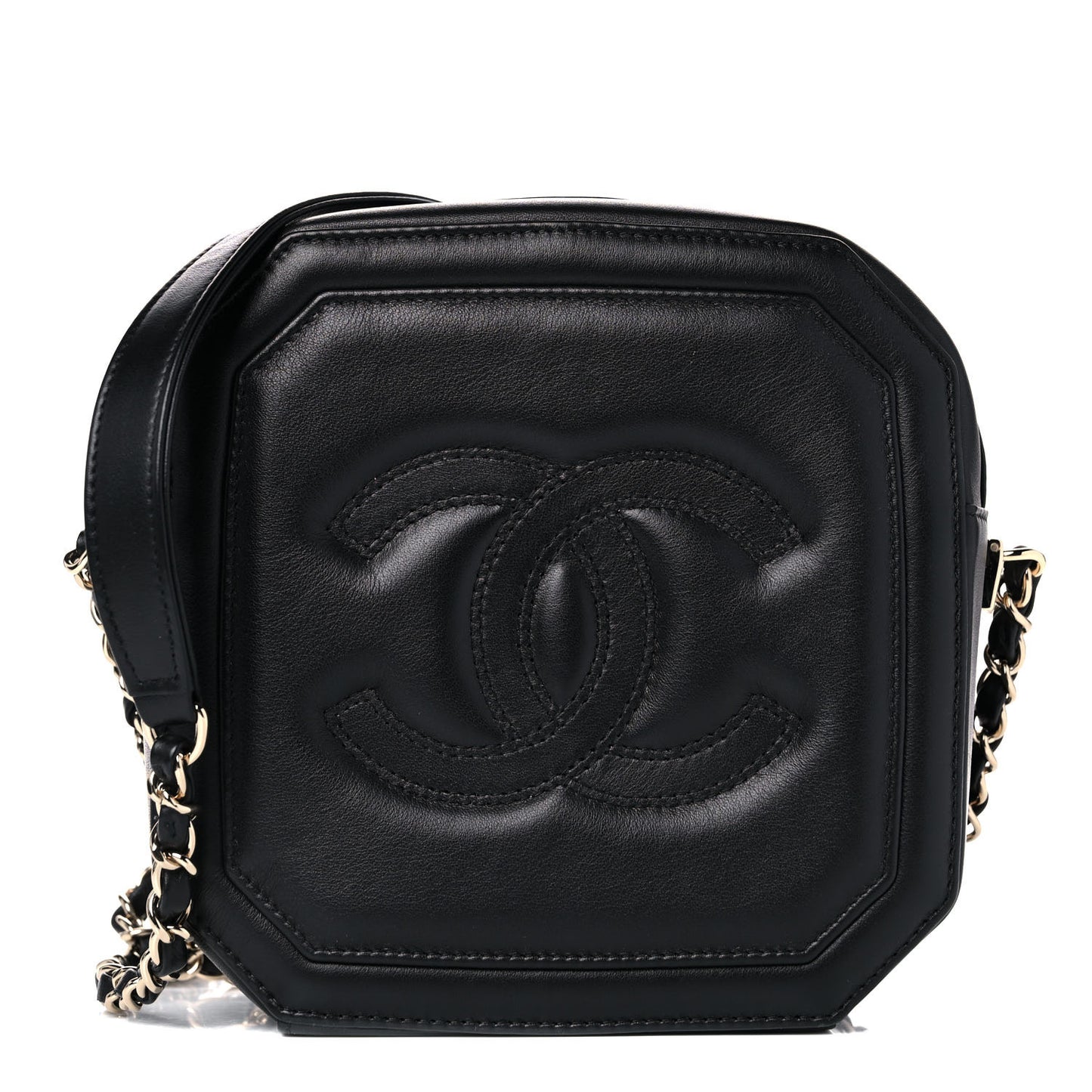 Calfskin CC Clock Camera Case Black