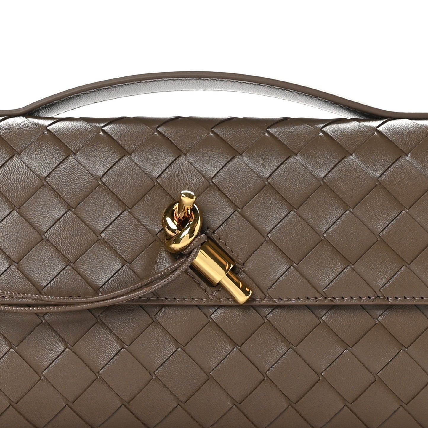 Nappa Intrecciato Long Andiamo Top Handle Clutch Pinecone