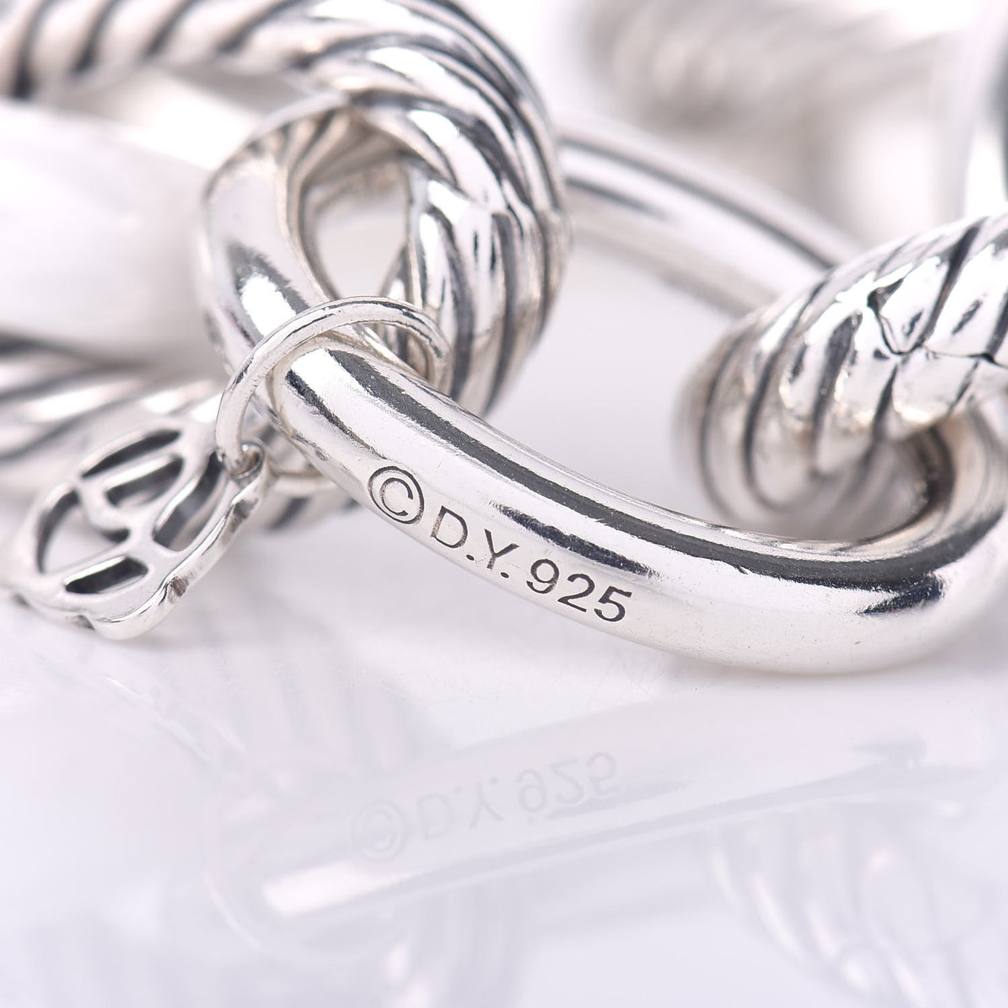Sterling Silver White Ceramic 17mm Extra Large Oval Link Bracelet