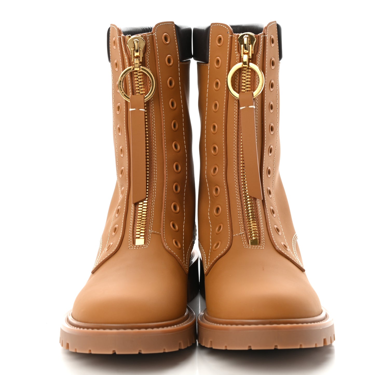 Matte Calfskin Bold Boots 39 Ochre Brown