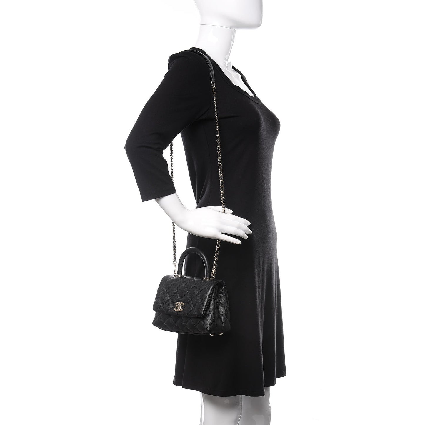 Caviar Quilted Extra Mini Coco Handle Flap Black