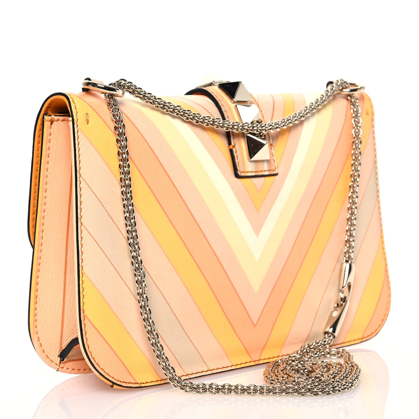 Vitello Native Couture 1975 Medium Glam Lock Rockstud Flap Mandarin Sorbet