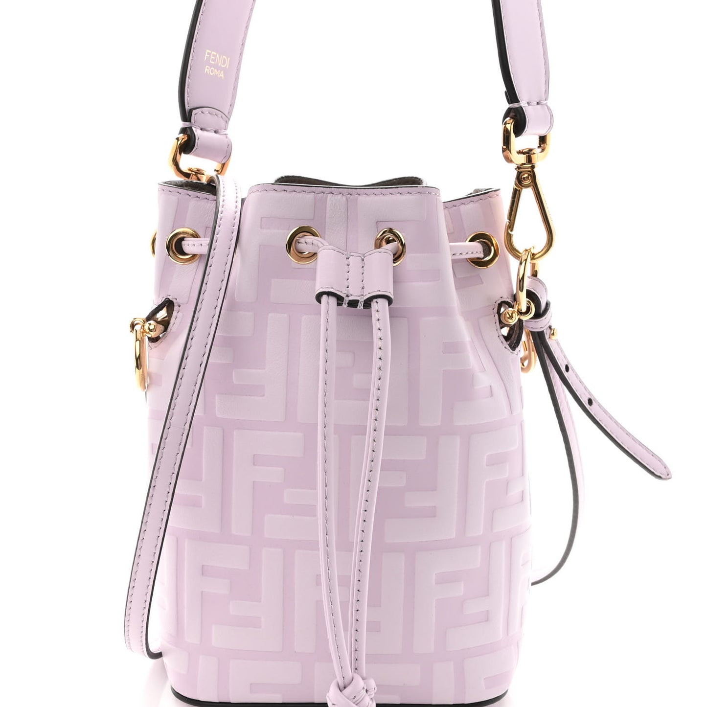 Vitello Termosport F is Fendi FF 1974 Embossed Mini Mon Tresor Bucket Bag Anemone