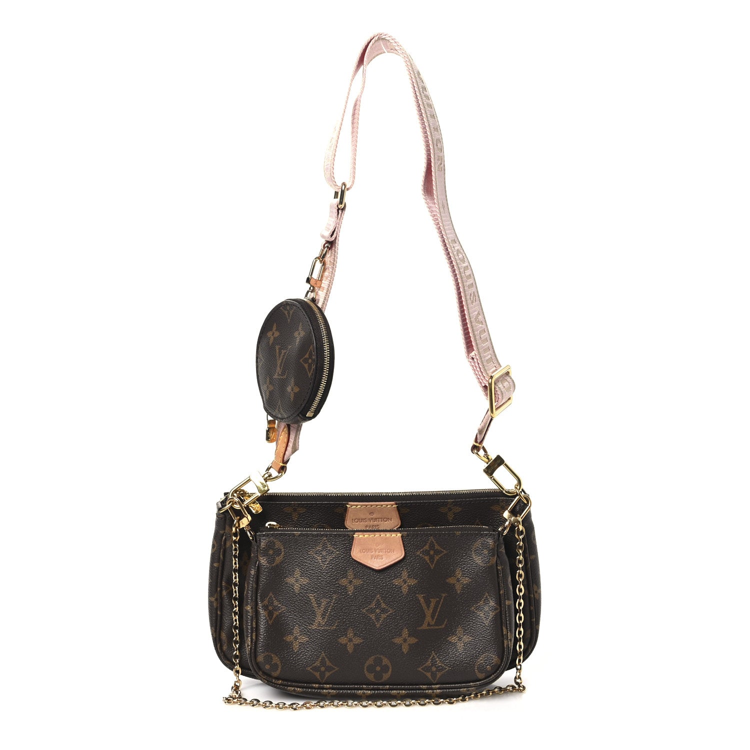 【訳アリ】Louis Vuitton ショルダーバッグ ブラック/ブラウン Louis Vuitton Monogram Multi Pochette Accessories Rose Clair
