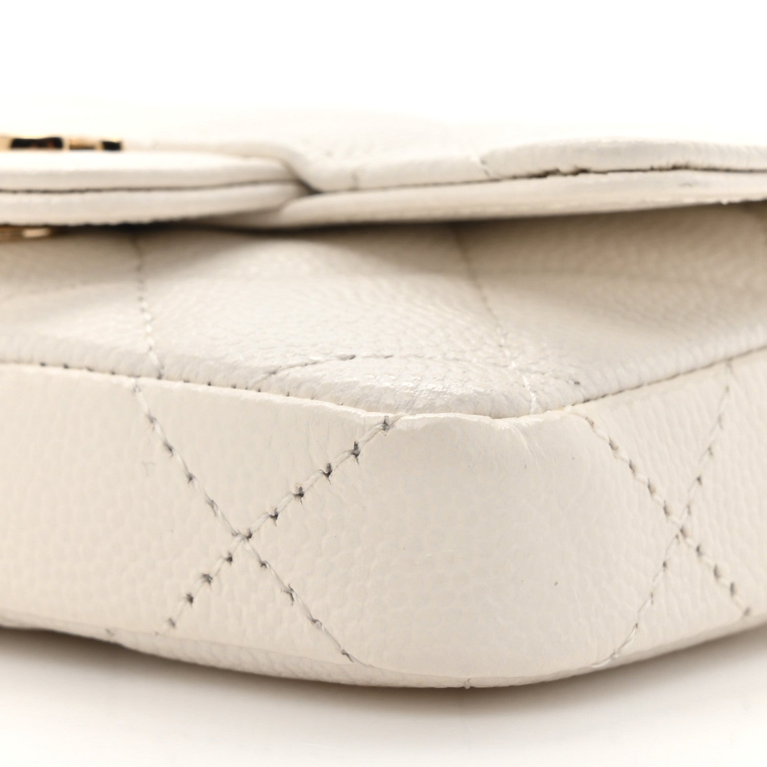 Chanel Caviar Quilted Mini Chain Belt Bag White 10 of 14