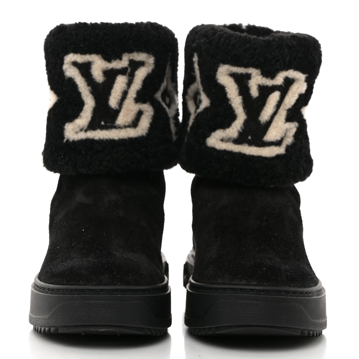 Louis Vuitton Suede Calfskin Shearling Snowdrop Flat Ankle Boot 36 Black 2 of 10