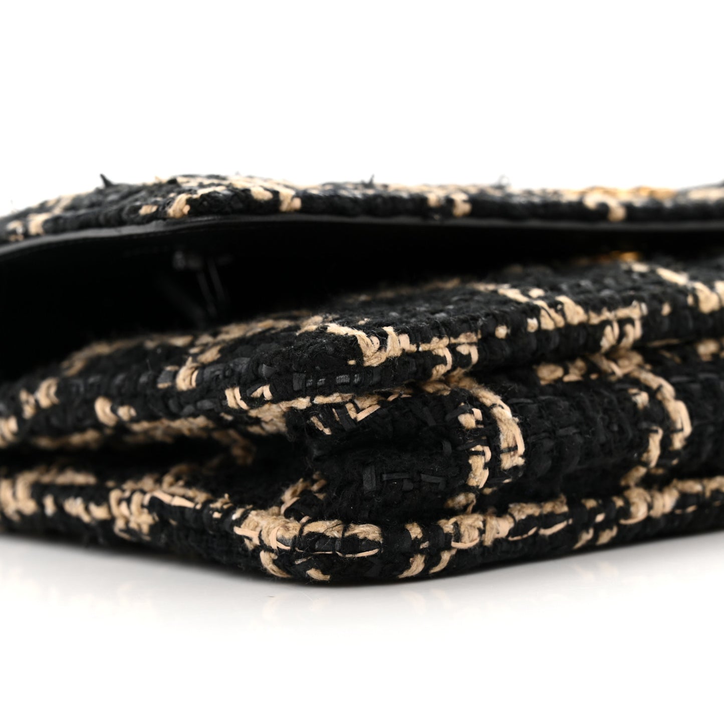 Tweed Quilted Chanel 19 Wallet On Chain WOC Black Beige