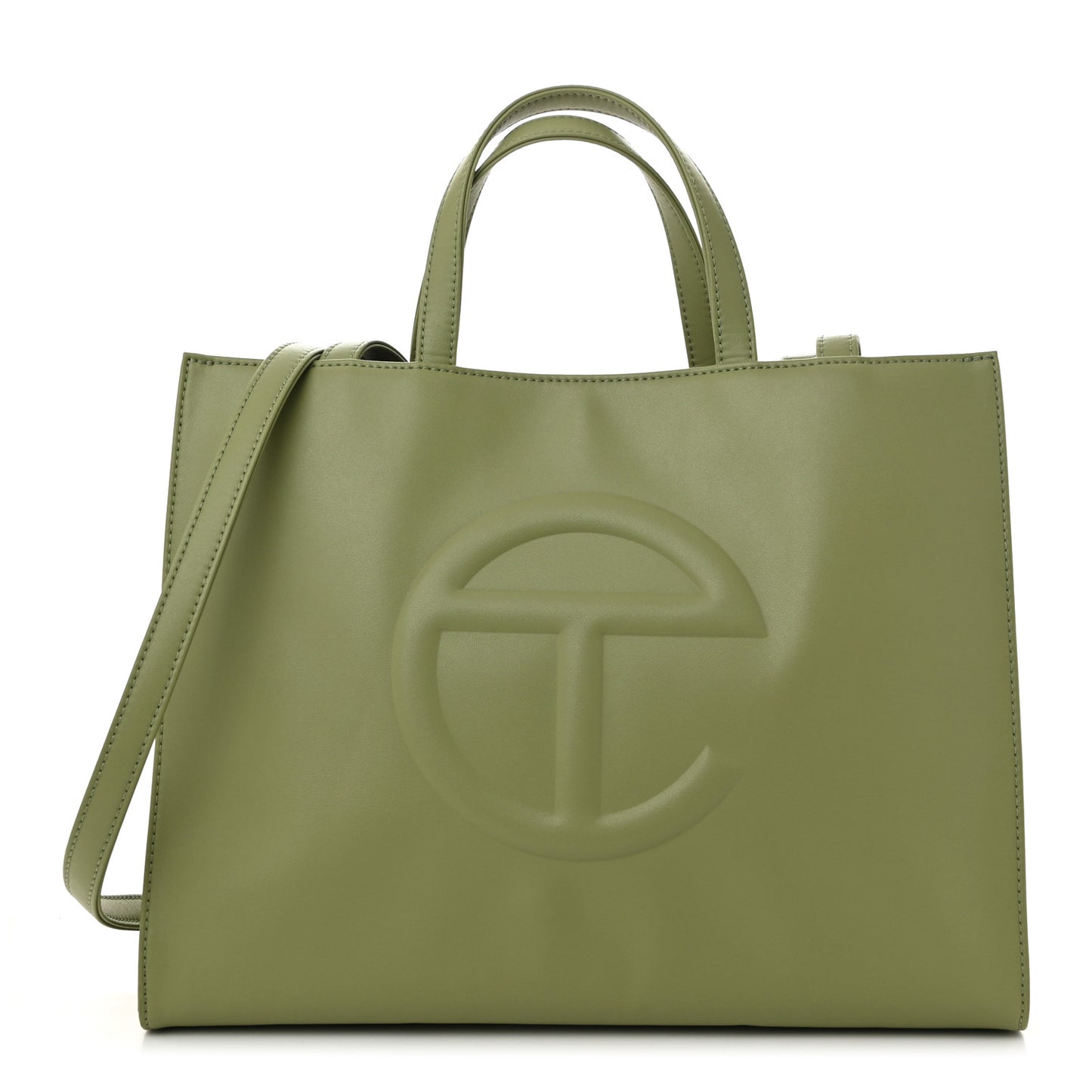 Vegan Leather Medium Shopping Bag Drab