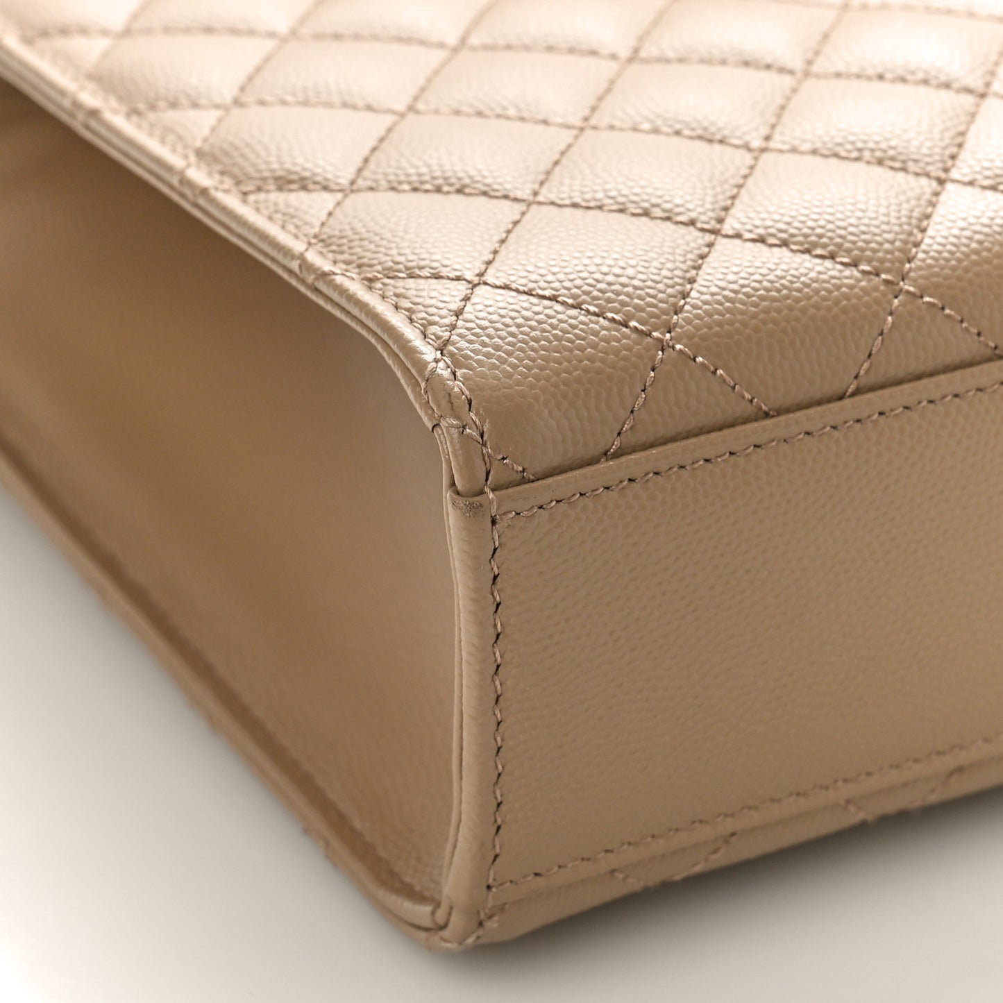 Grain De Poudre Textured Mixed Matelasse Triquilt Large Monogram Satchel Natural Tan