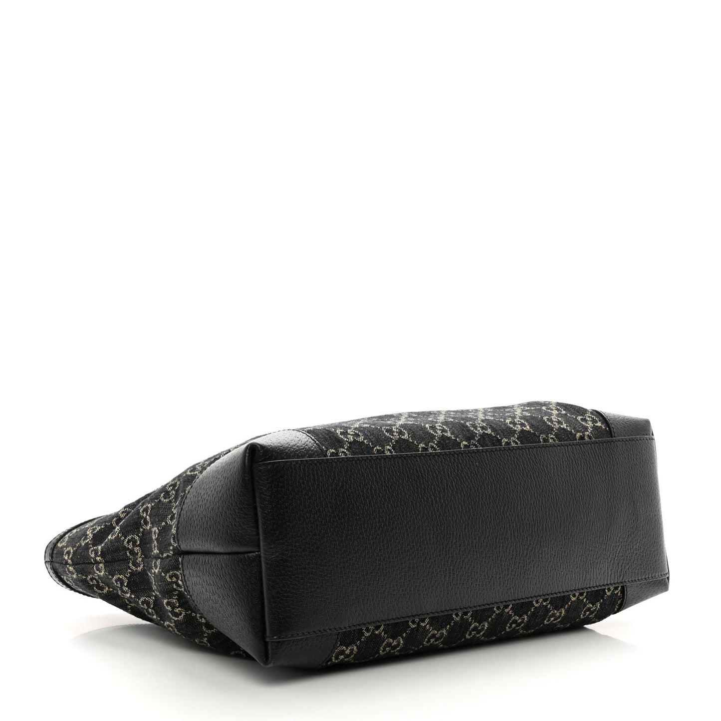 Jacquard Black Denim GG Monogram Medium Ophidia Shopping Tote Black Ivory