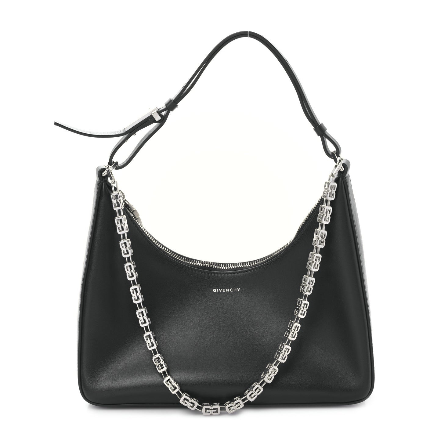 Smooth Calfskin Small Moon Cut Out Shoulder Bag Black
