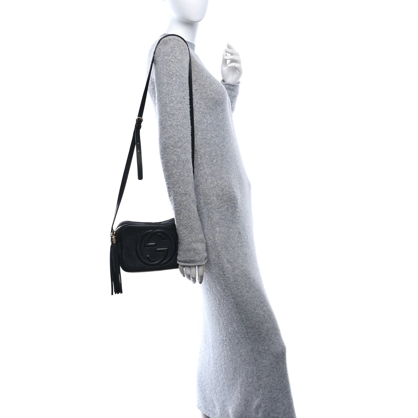 Pebbled Calfskin Small Soho Disco Bag Black