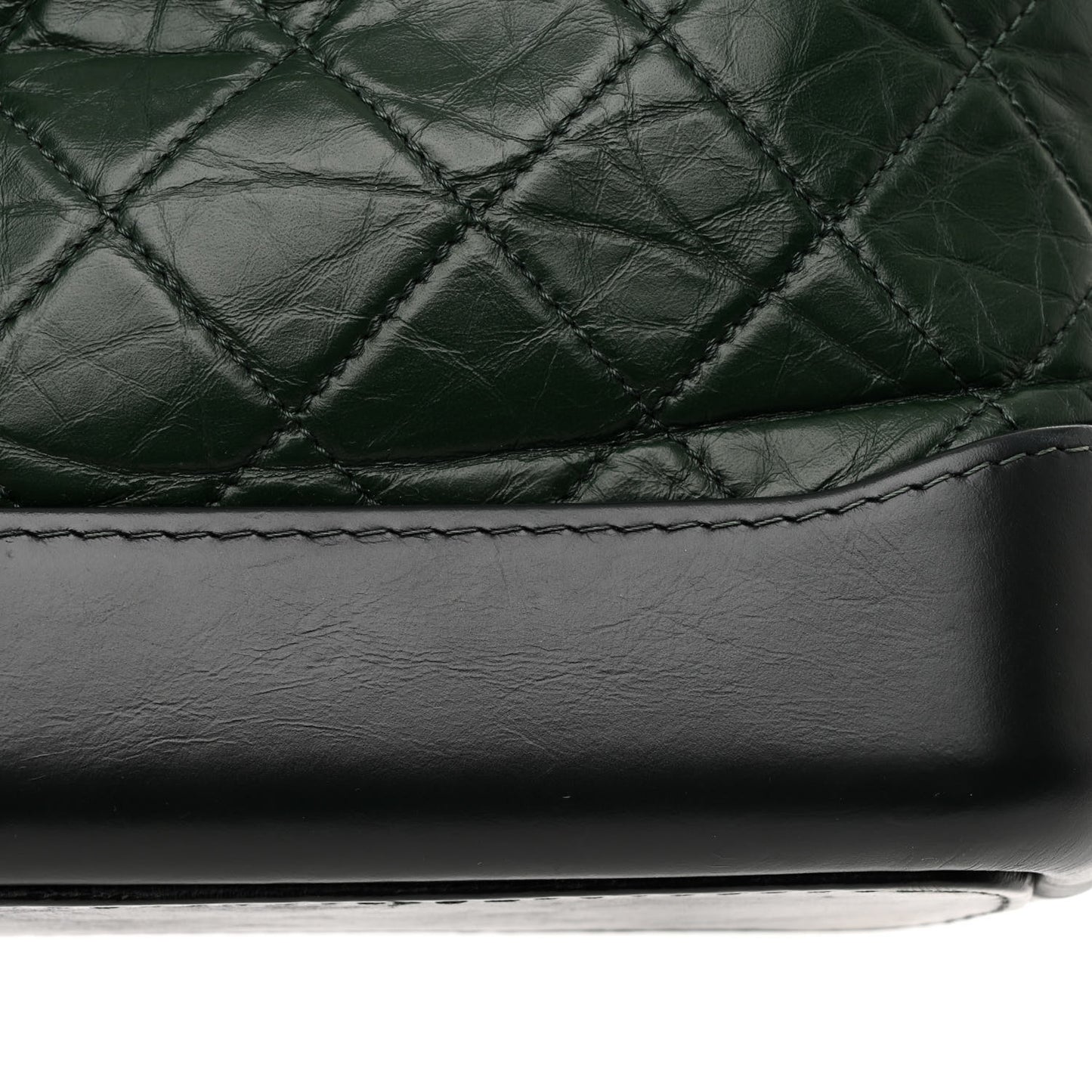 Aged Calfskin Quilted Small Gabrielle Hobo Dark Green