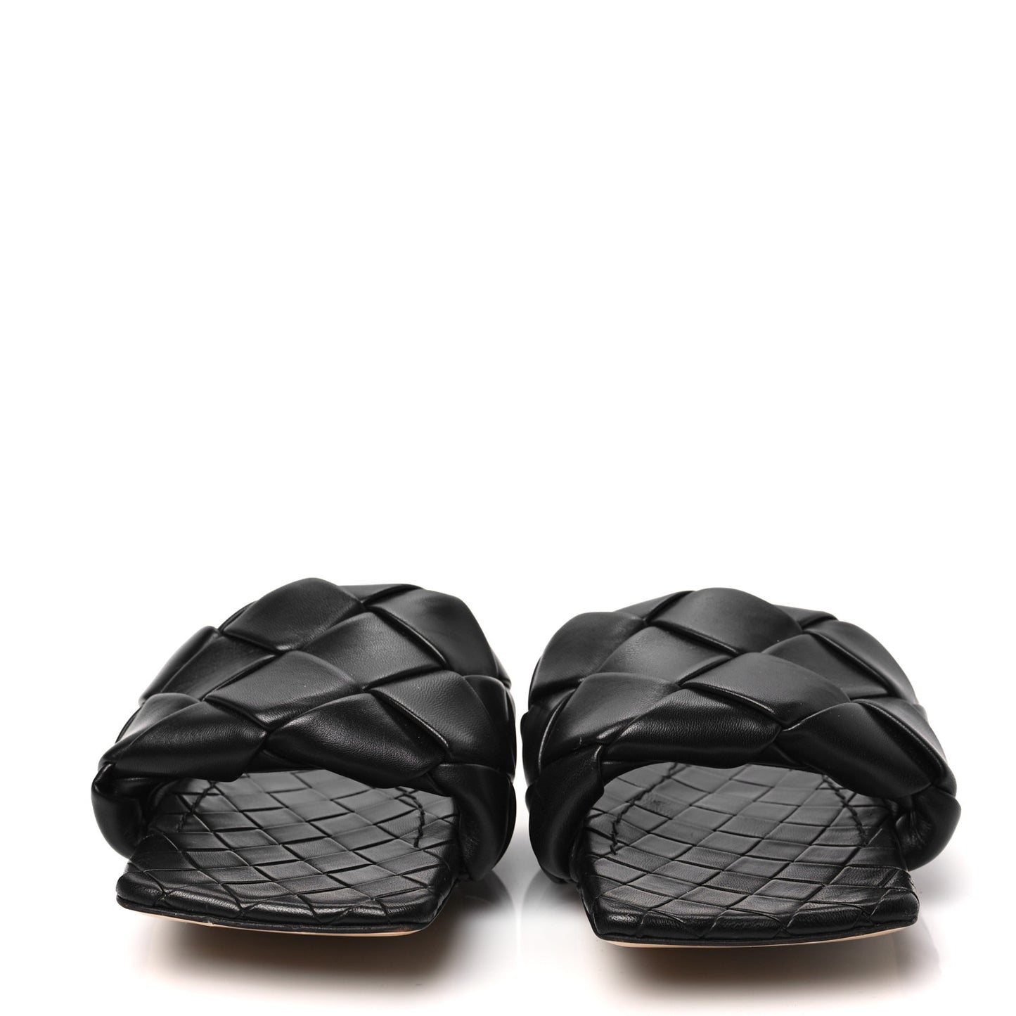 Nappa Maxi Intrecciato Lido Flat Sandals 38 Black