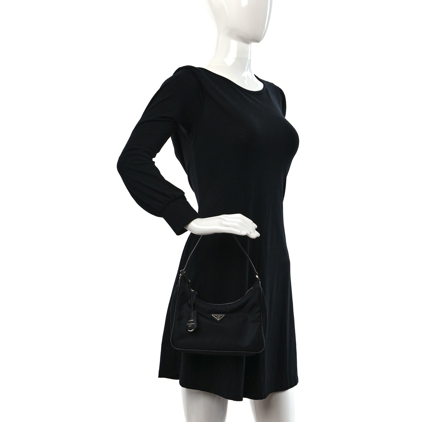 Tessuto Nylon Saffiano Mini Re-Edition 2005 Bag Black