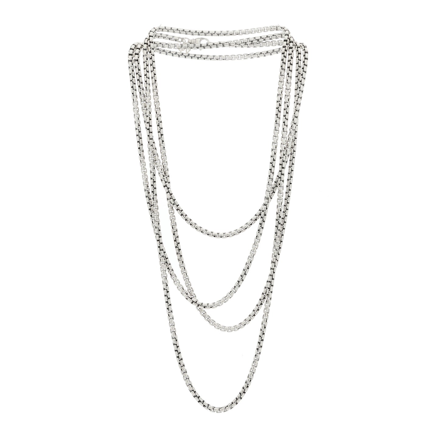 Sterling Silver 14K Yellow Gold 3.6mm Box Chain Necklace 72"