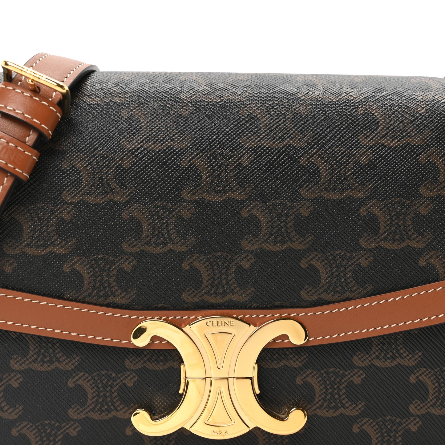 Calfskin Triomphe Canvas Teen Triomphe Bag Tan