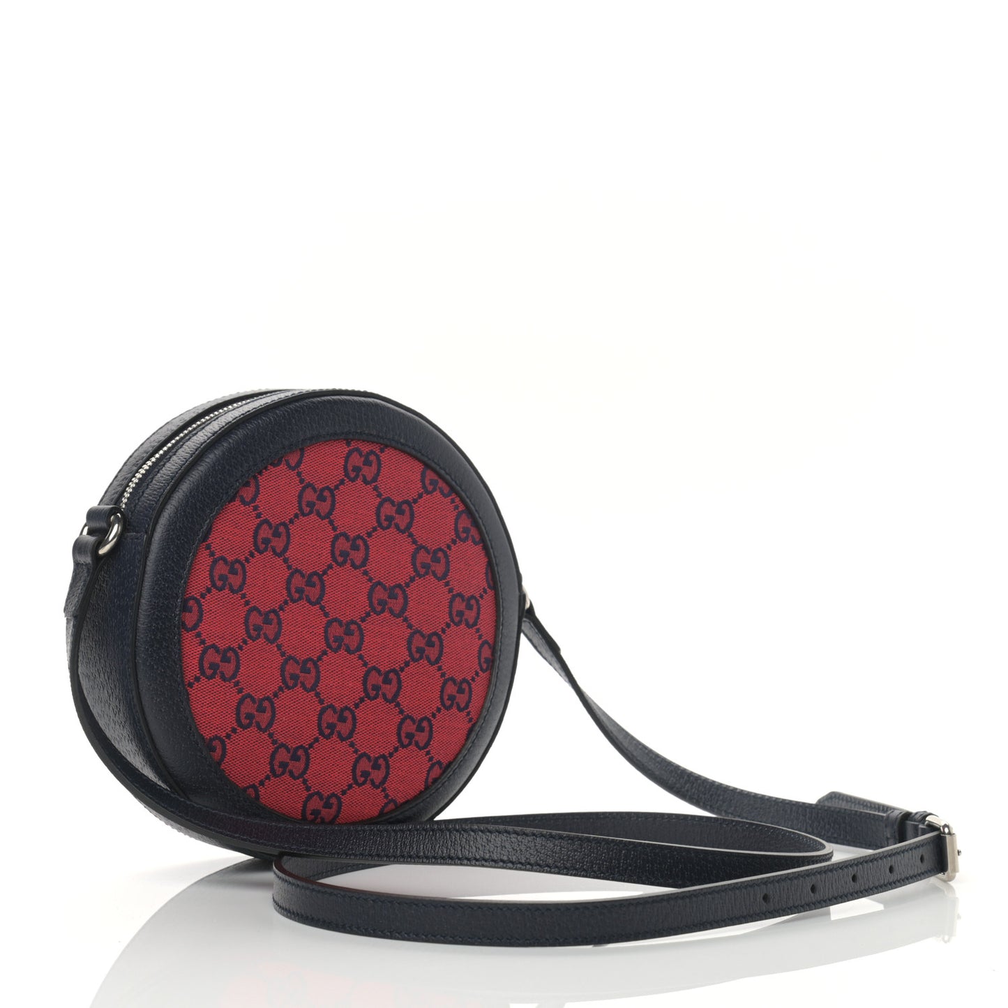 Monogram Multicolor Textured Calfskin Retro Interlocking G Round Shoulder Bag Red Blue