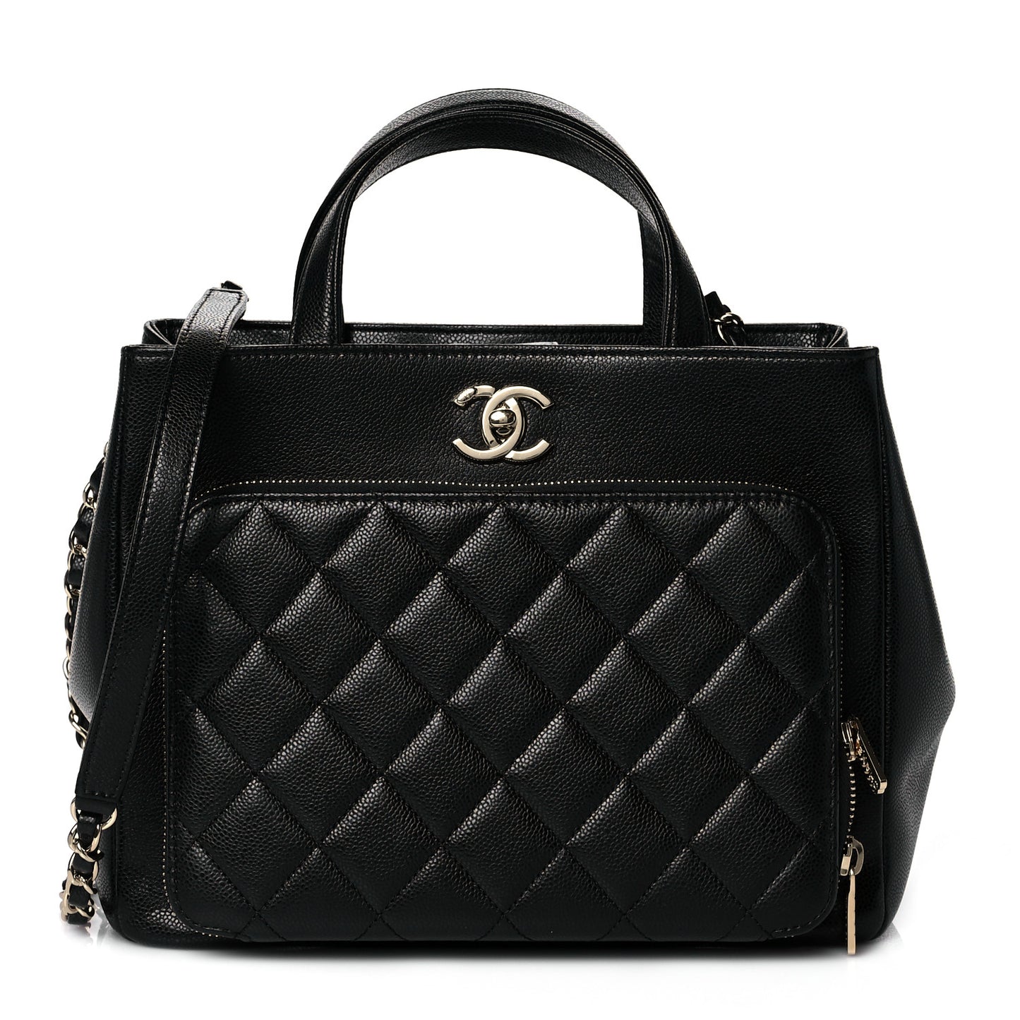 Caviar Quilted Small Business Affinity Shopping Bag Black