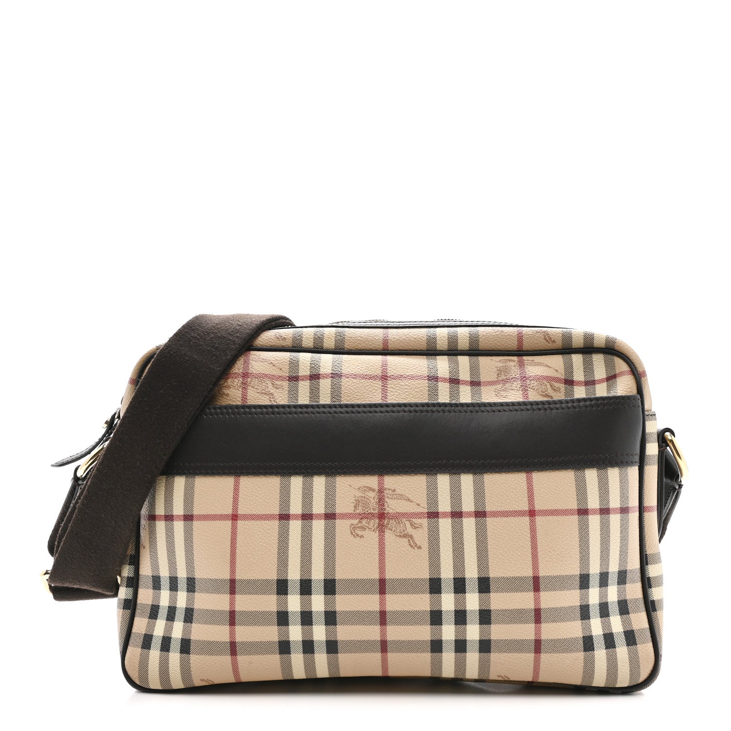 Burberry Haymarket Check Front Pocket Crossbody Bag Chocolate