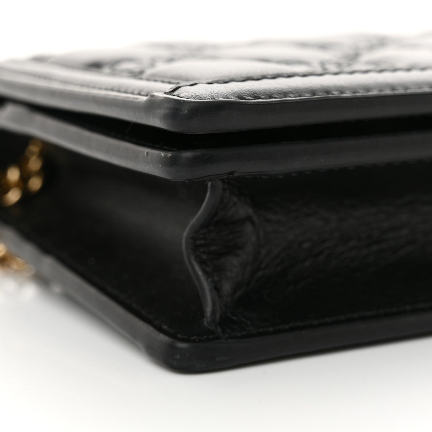 Calfskin GG Matelasse Chain Wallet Black