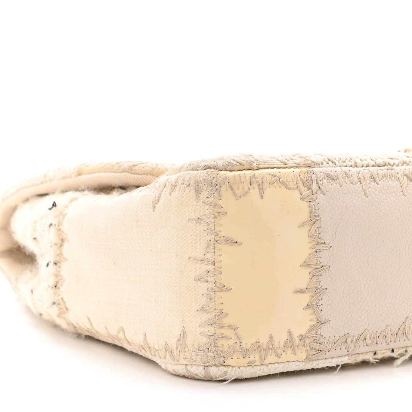 Tweed Patchwork Jumbo Single Flap White