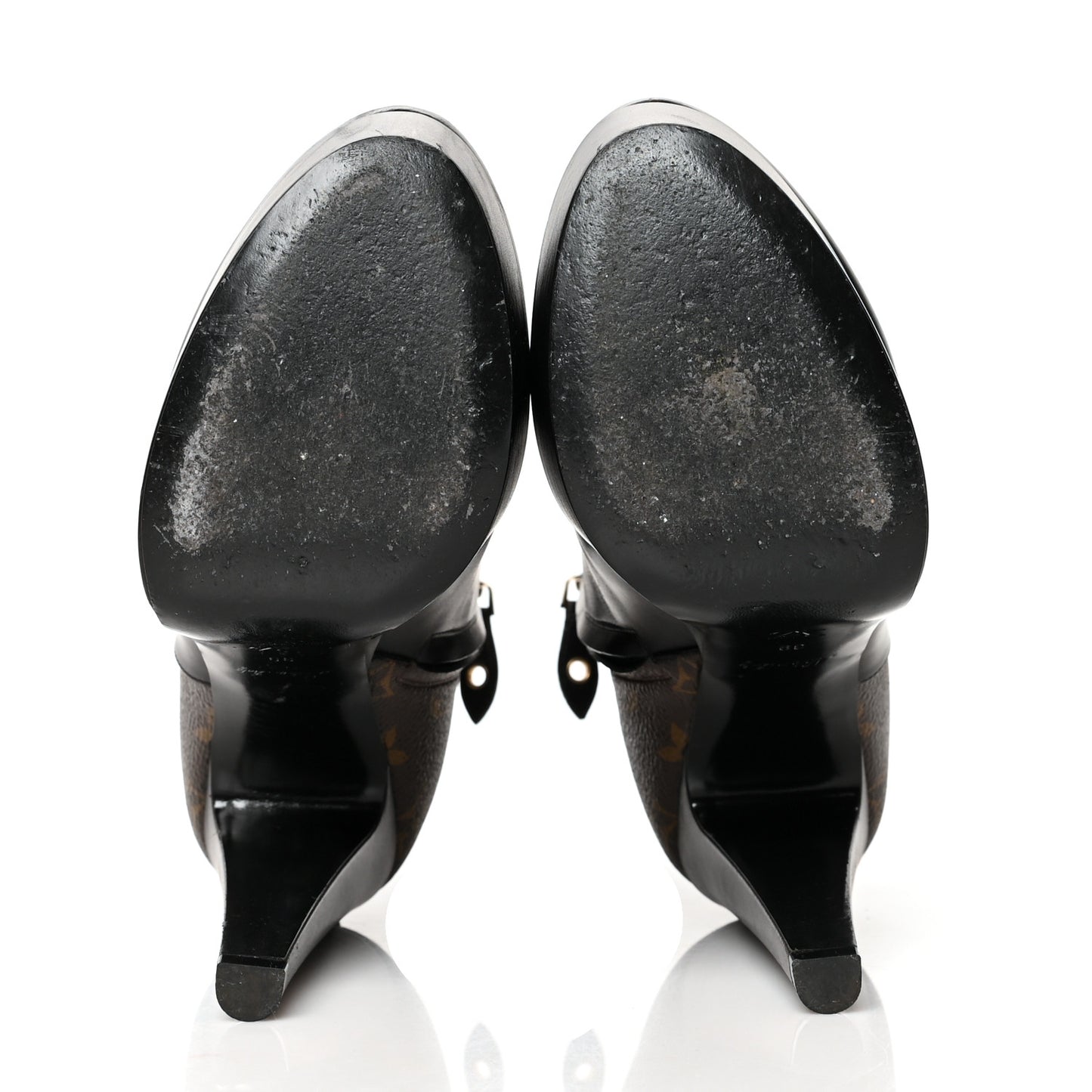 Calfskin Monogram Afterglow Platform Ankle Boots 39 Black