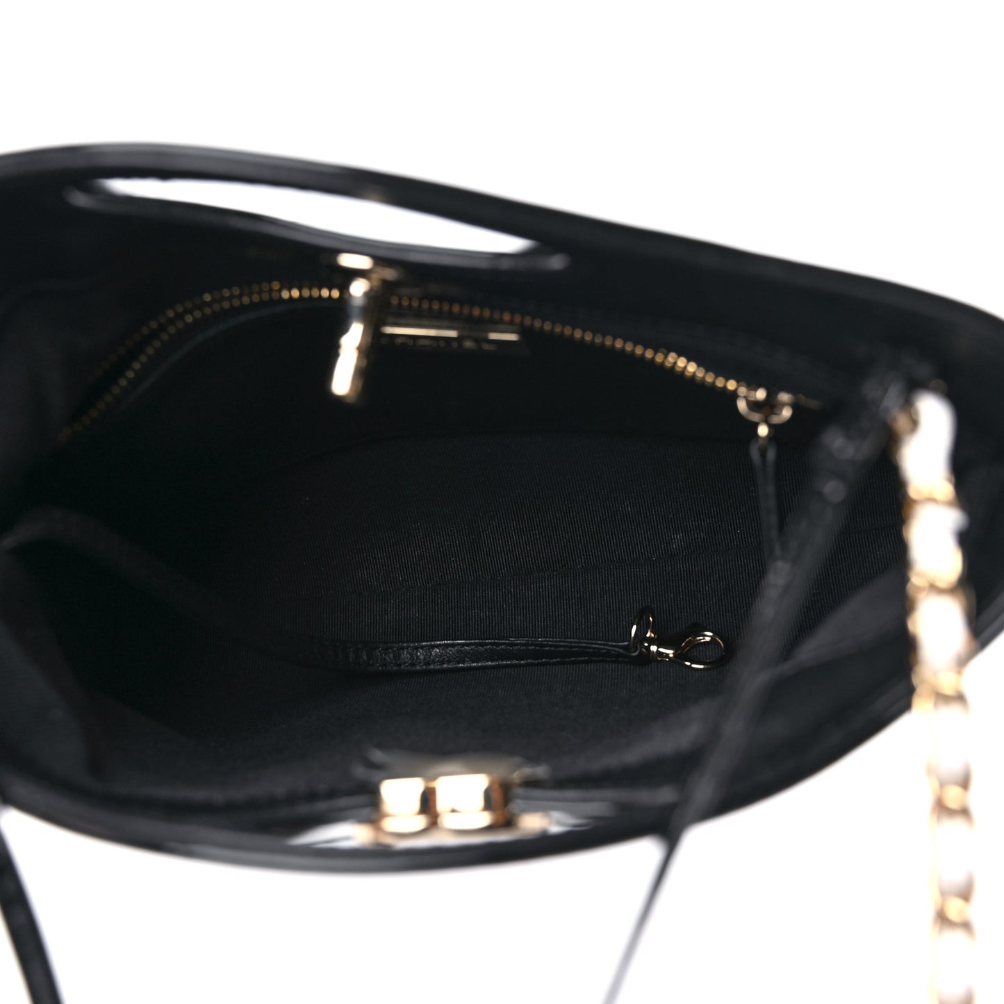 Patent Calfskin Quilted Mini 31 Shopping Bag White Black