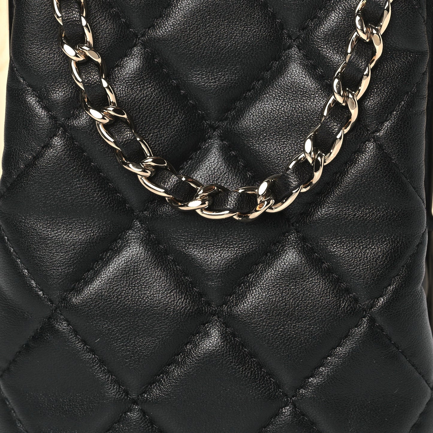 Lambskin Plexi Quilted CC Evening Clutch With Chain Black