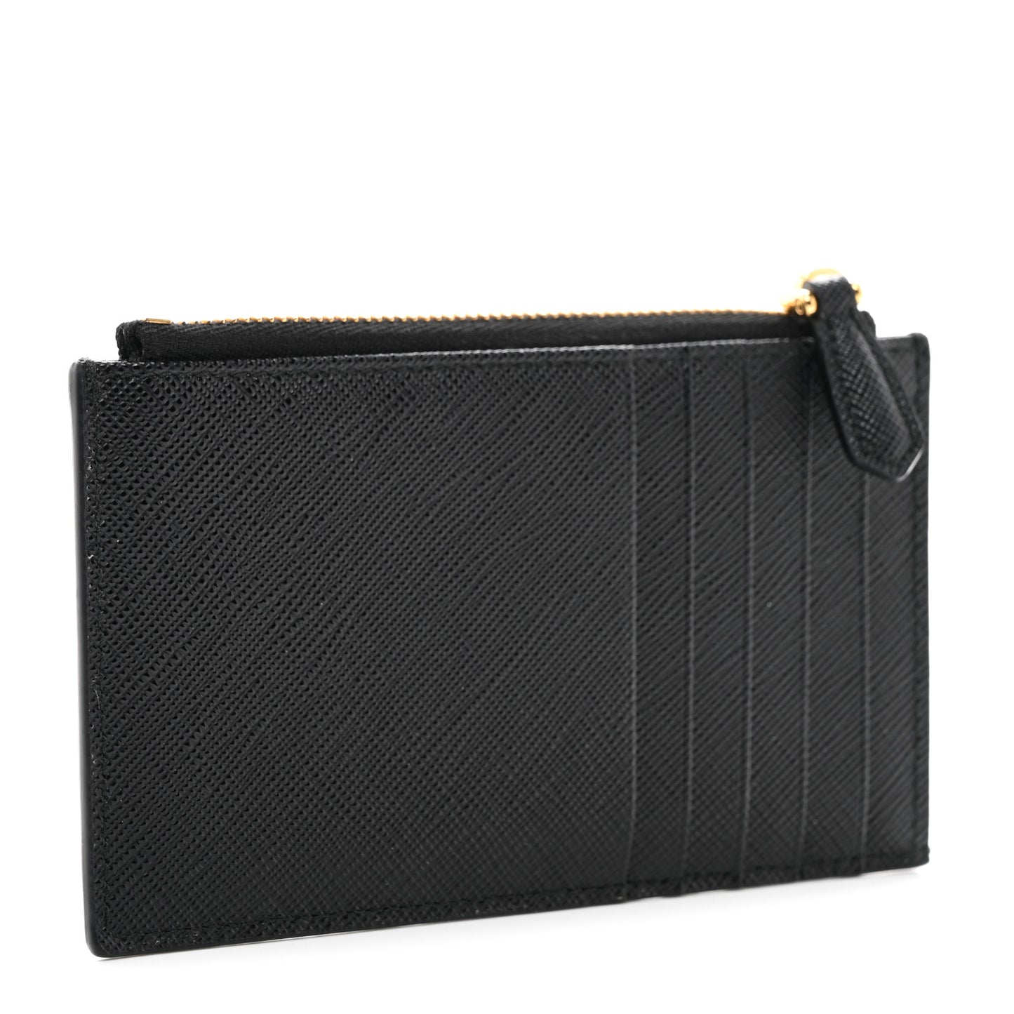 Saffiano Triangle Zip Card Holder Black