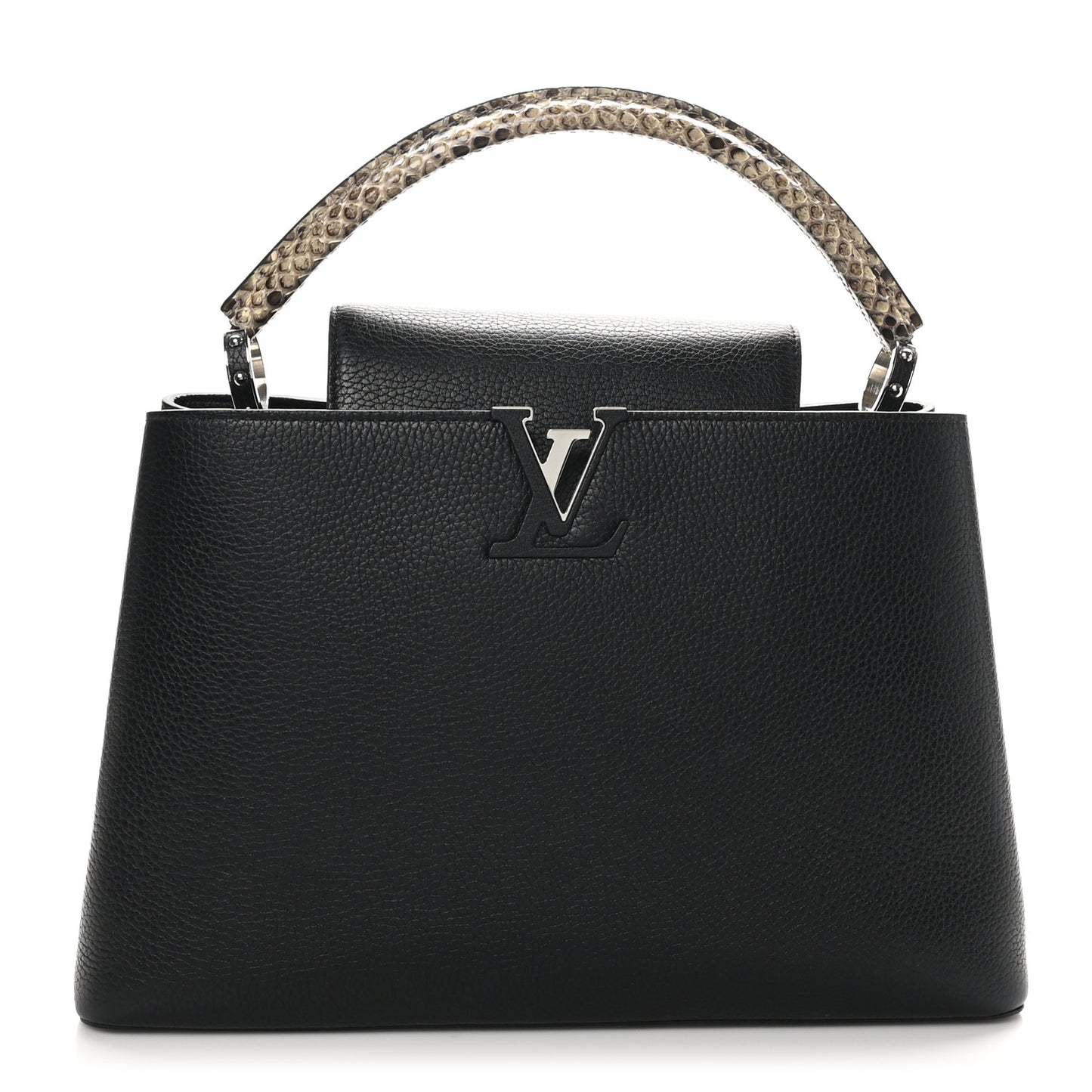 Taurillon Snakeskin Capucines MM Black