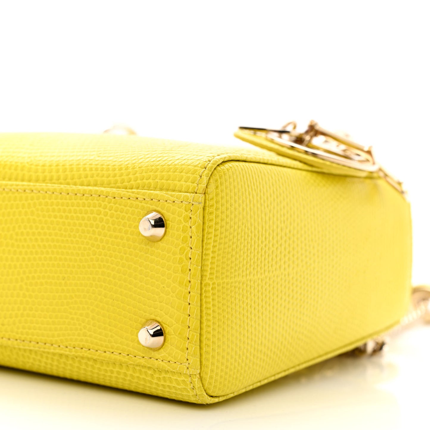 Lizard Mini Lady Dior Yellow