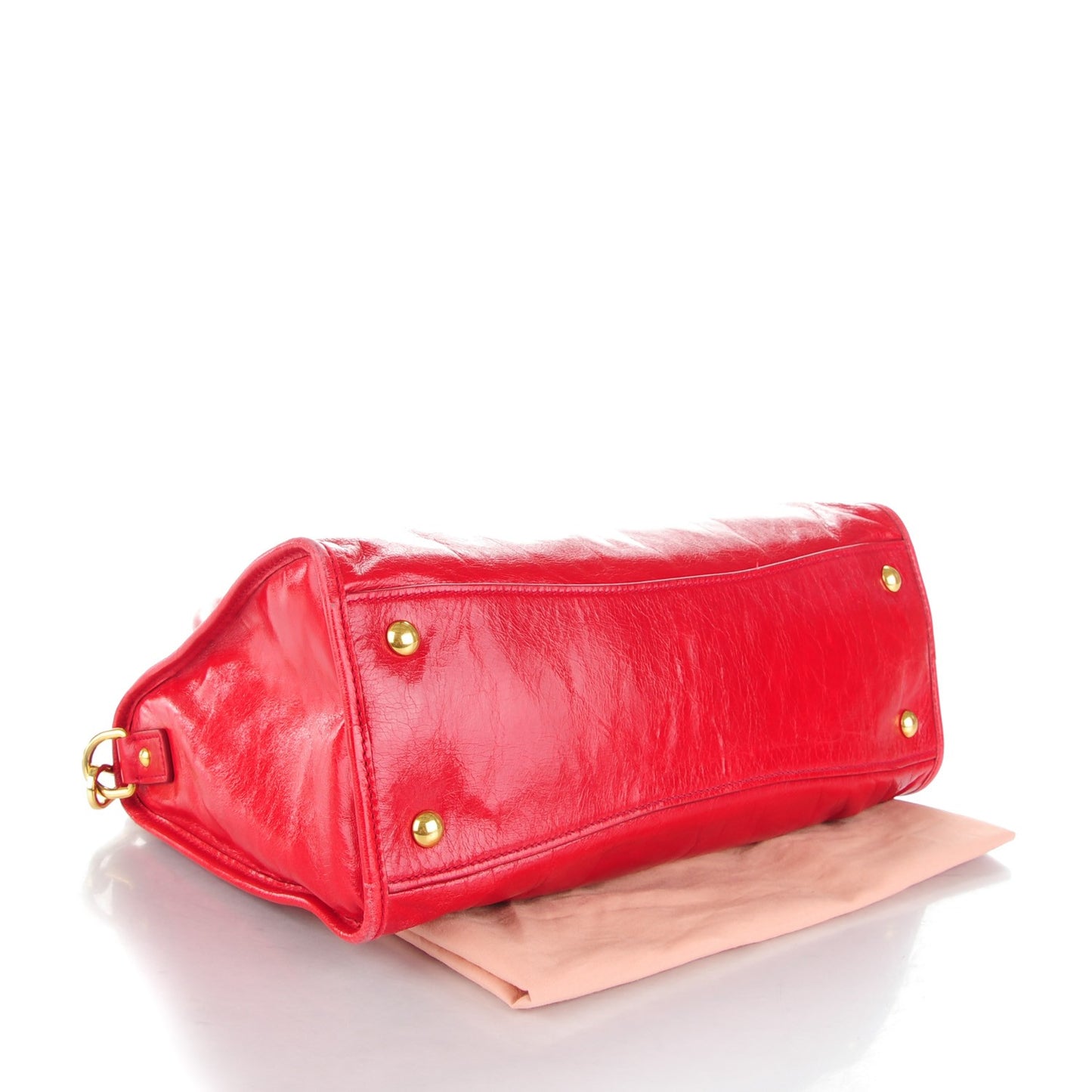Vitello Shine Zip Tote Rosso