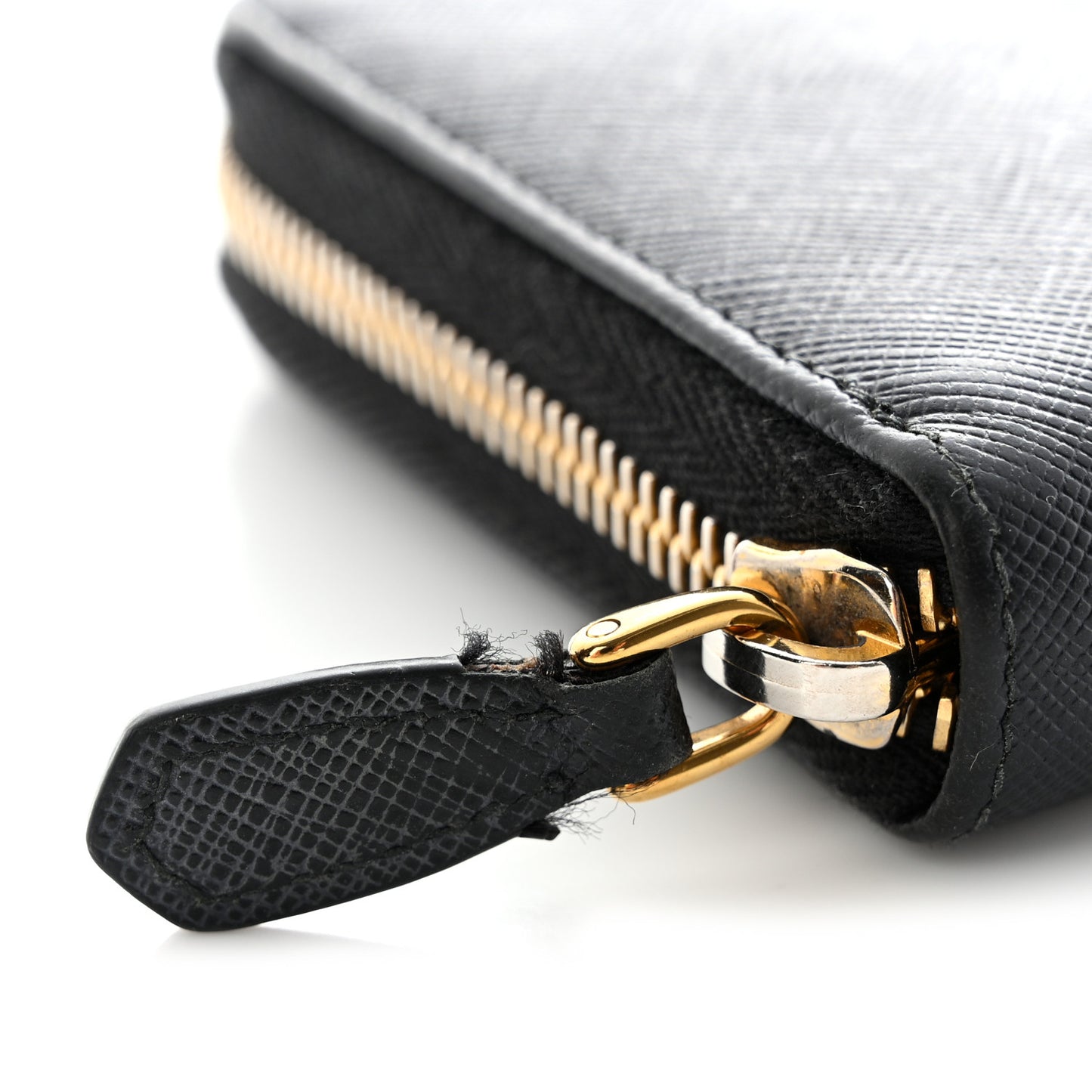 Saffiano Metal Zip Around Wallet Black