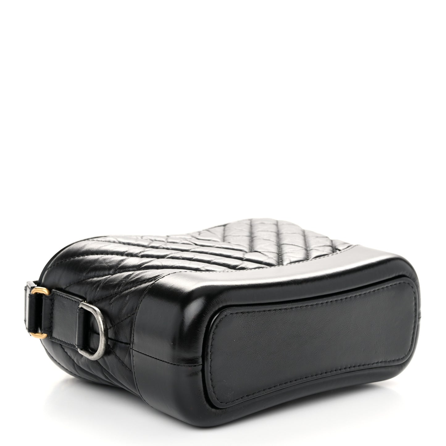 Aged Calfskin Chevron Quilted Small Gabrielle Hobo Black