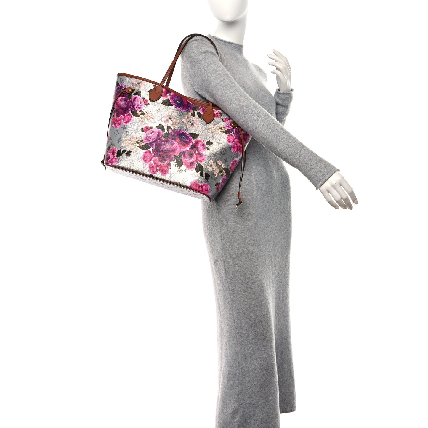 Metallic Monogram LV Garden Neverfull MM Silver