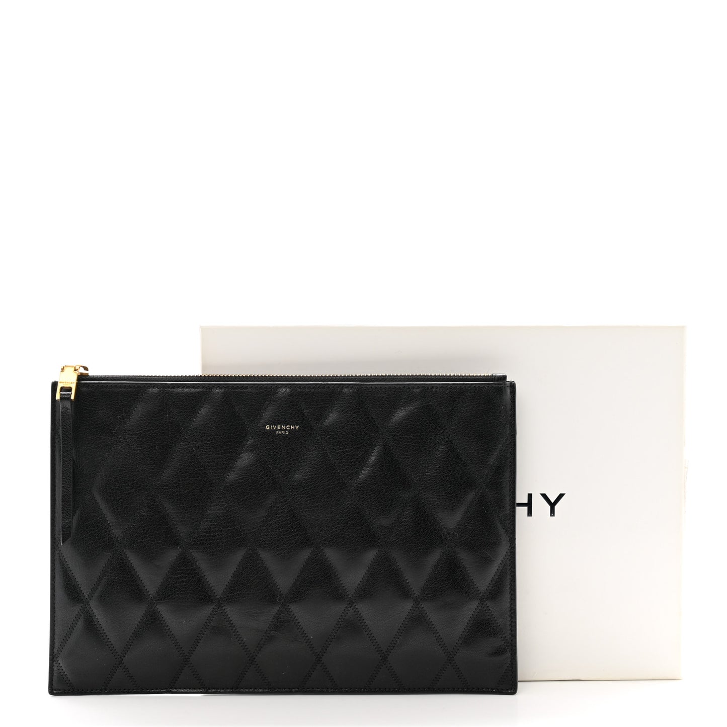 Goatskin Diamond Quilted GV3 Medium Pouch Black