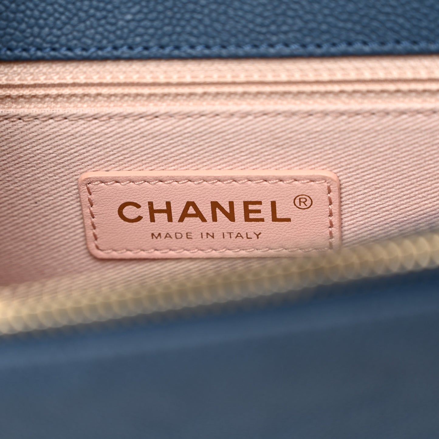 Grained Calfskin Quilted Cuba Flap Blue