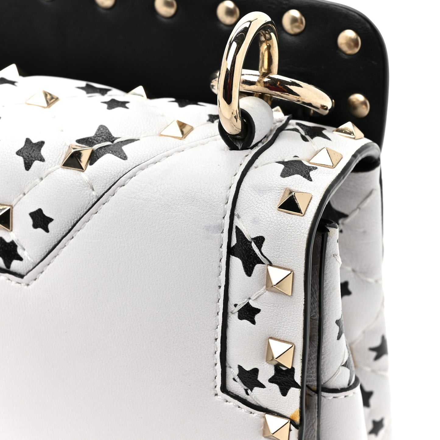 Lambskin Medium Star Rockstud Spike Shoulder Bag White Pink