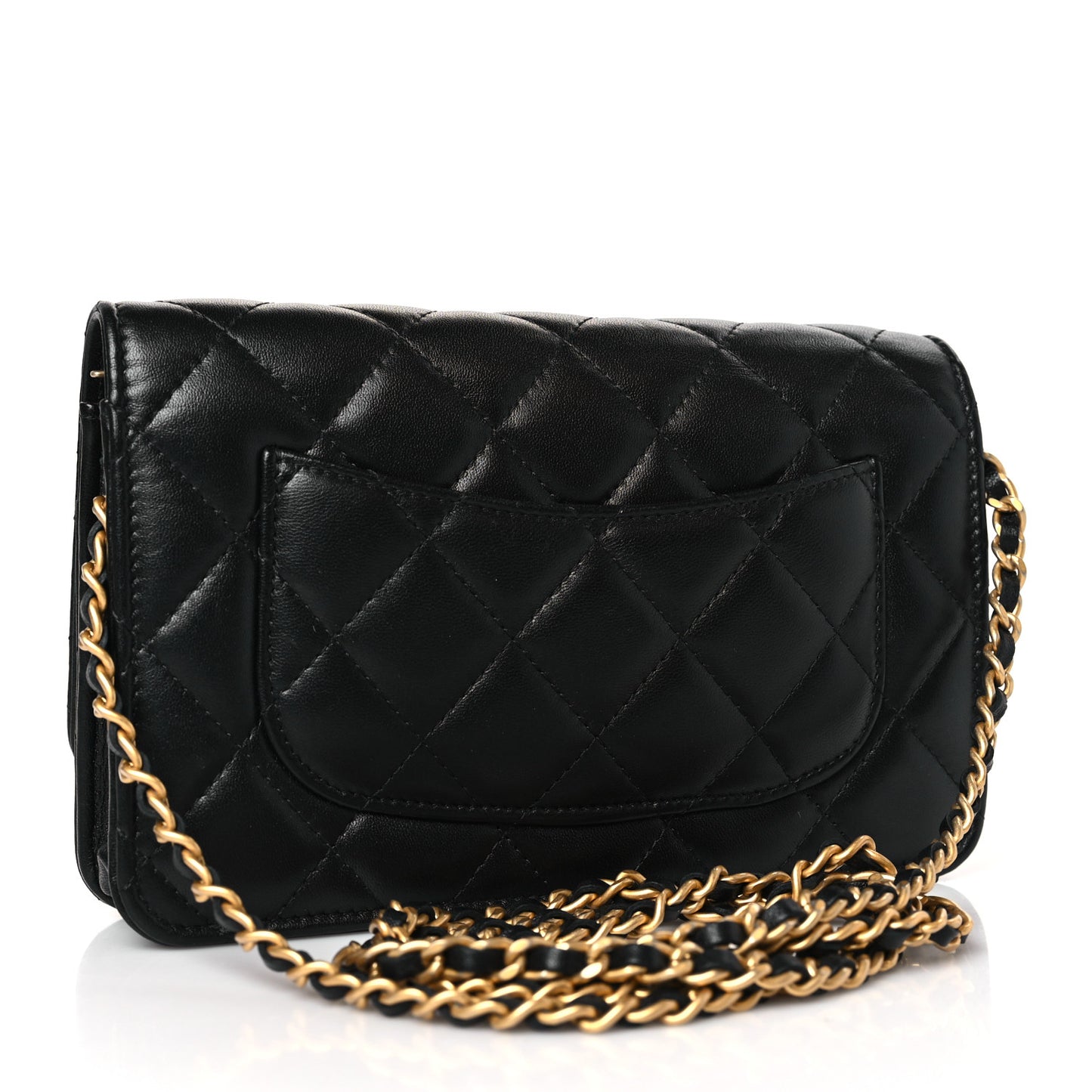 Lambskin Plexiglass Quilted Coco Love Wallet On Chain WOC Black