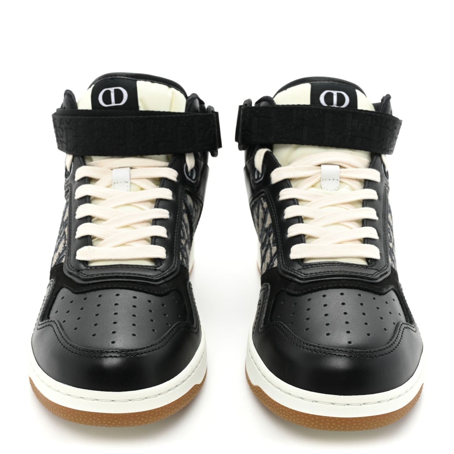 Smooth Calfskin Jacquard Oblique Mens B27 Mid Top Sneakers 41.5 Black Blue