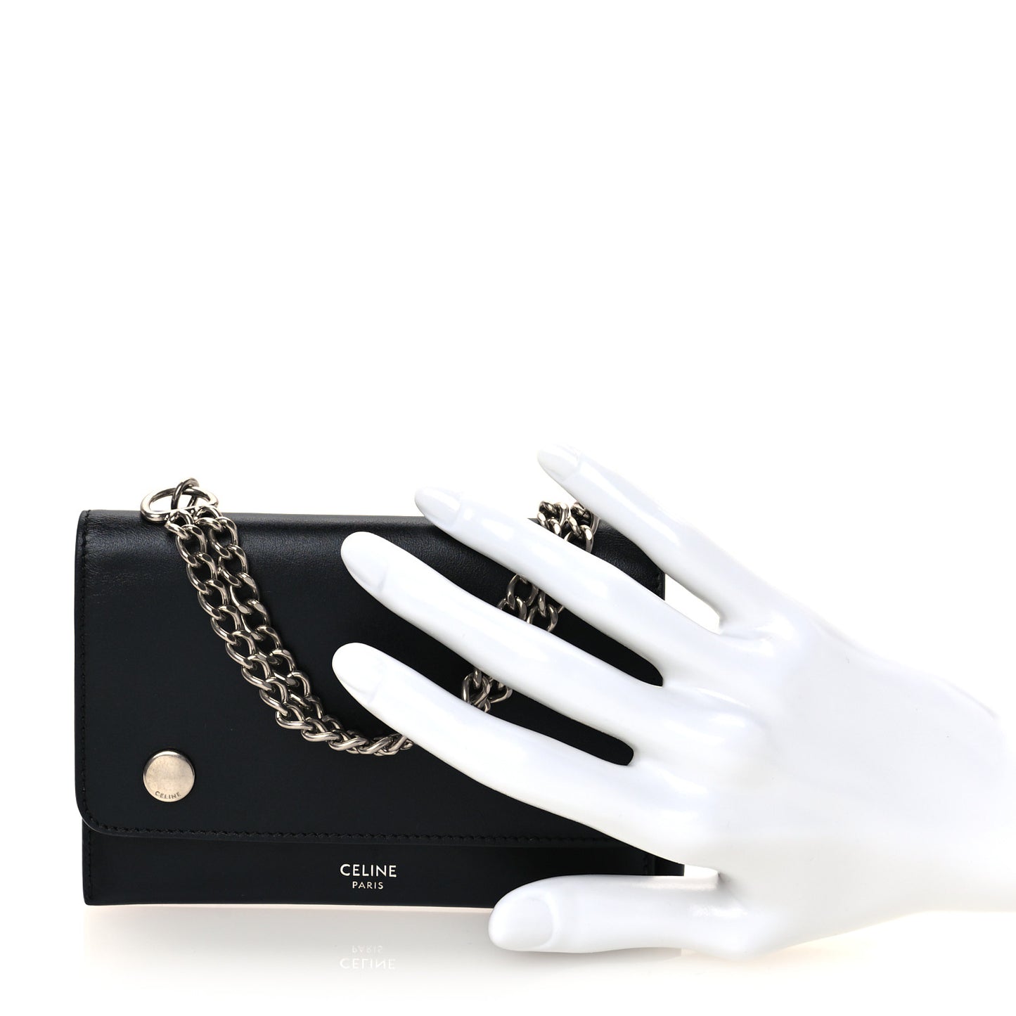 Smooth Calfskin Biker Wallet On Chain Black
