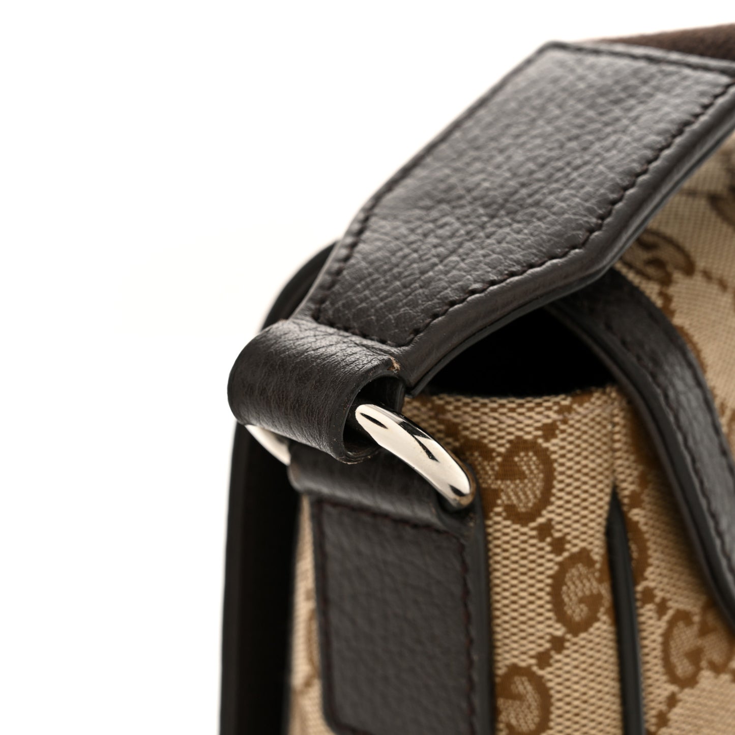 Monogram Flap Messenger Bag Beige Dark Brown