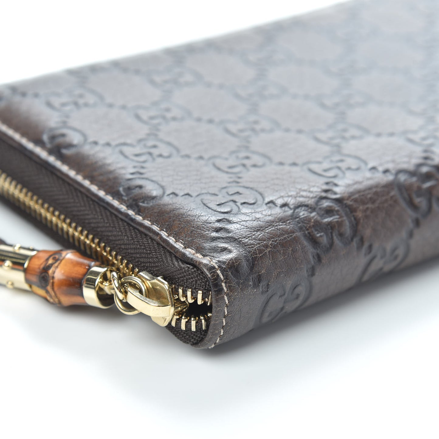 Guccissima Bamboo Tassel Zip Around Wallet Brown